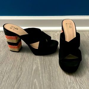 Mix No. 6 Black Platform Sandals Size 9.5 NWOT